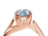 Rose gold Modern Tension Set Fancy Blue Oval  Solitaire Wide Band Ring_66