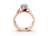 Rose gold Modern Tension Set Fancy Blue Pear  Solitaire Wide Band Ring_65