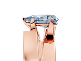 Rose gold Modern Tension Set Fancy Blue Pear  Solitaire Wide Band Ring_67