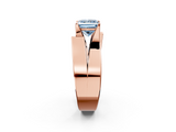 Rose gold Modern Tension Set Fancy Blue Princess  Solitaire Wide Band Ring_64