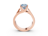 Rose gold Modern Tension Set Fancy Blue Princess  Solitaire Wide Band Ring_65