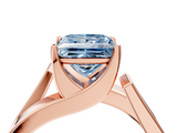 Rose gold Modern Tension Set Fancy Blue Princess  Solitaire Wide Band Ring_66