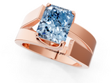 Rose gold Modern Tension Set Fancy Blue Radiant  Solitaire Wide Band Ring_135