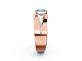 Rose gold Modern Tension Set Fancy Blue Radiant  Solitaire Wide Band Ring_136