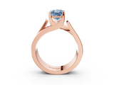Rose gold Modern Tension Set Fancy Blue Radiant  Solitaire Wide Band Ring_137