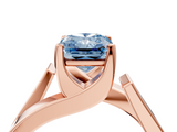 Rose gold Modern Tension Set Fancy Blue Radiant  Solitaire Wide Band Ring_138