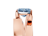 Rose gold Modern Tension Set Fancy Blue Radiant  Solitaire Wide Band Ring_139