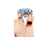 Rose gold Modern Tension Set Fancy Blue Round  Solitaire Wide Band Ring_102