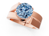 Rose gold Modern Tension Set Fancy Blue Round  Solitaire Wide Band Ring_98