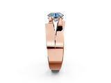 Rose gold Modern Tension Set Fancy Blue Round  Solitaire Wide Band Ring_99