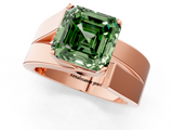 Rose gold Modern Tension Set Fancy Green Asscher  Solitaire Wide Band Ring_69