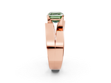 Rose gold Modern Tension Set Fancy Green Asscher  Solitaire Wide Band Ring_70