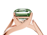Rose gold Modern Tension Set Fancy Green Asscher  Solitaire Wide Band Ring_72