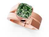 Rose gold Modern Tension Set Fancy Green Cushion  Solitaire Wide Band Ring_61
