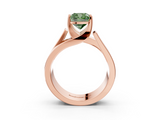 Rose gold Modern Tension Set Fancy Green Cushion  Solitaire Wide Band Ring_63