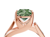 Rose gold Modern Tension Set Fancy Green Cushion  Solitaire Wide Band Ring_64