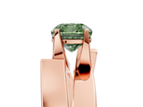 Rose gold Modern Tension Set Fancy Green Cushion  Solitaire Wide Band Ring_65