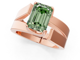 Rose gold Modern Tension Set Fancy Green Emerald  Solitaire Wide Band Ring_114