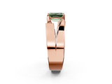 Rose gold Modern Tension Set Fancy Green Emerald  Solitaire Wide Band Ring_115