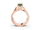 Rose gold Modern Tension Set Fancy Green Emerald  Solitaire Wide Band Ring_116