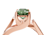 Rose gold Modern Tension Set Fancy Green Emerald  Solitaire Wide Band Ring_117