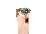 Rose gold Modern Tension Set Fancy Green Heart  Solitaire Wide Band Ring_23