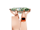 Rose gold Modern Tension Set Fancy Green Marquise  Solitaire Wide Band Ring_100