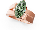 Rose gold Modern Tension Set Fancy Green Marquise  Solitaire Wide Band Ring_96