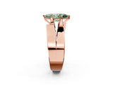 Rose gold Modern Tension Set Fancy Green Marquise  Solitaire Wide Band Ring_97