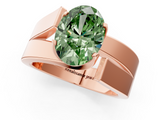 Rose gold Modern Tension Set Fancy Green Oval  Solitaire Wide Band Ring_80
