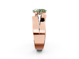 Rose gold Modern Tension Set Fancy Green Oval  Solitaire Wide Band Ring_81