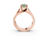 Rose gold Modern Tension Set Fancy Green Oval  Solitaire Wide Band Ring_82