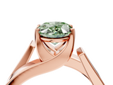 Rose gold Modern Tension Set Fancy Green Oval  Solitaire Wide Band Ring_83