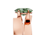 Rose gold Modern Tension Set Fancy Green Oval  Solitaire Wide Band Ring_84