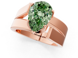 Rose gold Modern Tension Set Fancy Green Pear  Solitaire Wide Band Ring_78