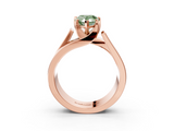 Rose gold Modern Tension Set Fancy Green Pear  Solitaire Wide Band Ring_80