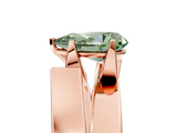 Rose gold Modern Tension Set Fancy Green Pear  Solitaire Wide Band Ring_82