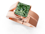 Rose gold Modern Tension Set Fancy Green Princess  Solitaire Wide Band Ring_18