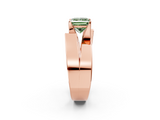 Rose gold Modern Tension Set Fancy Green Princess  Solitaire Wide Band Ring_19