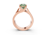 Rose gold Modern Tension Set Fancy Green Princess  Solitaire Wide Band Ring_20
