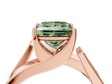 Rose gold Modern Tension Set Fancy Green Princess  Solitaire Wide Band Ring_21