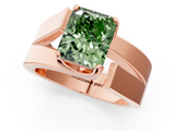 Rose gold Modern Tension Set Fancy Green Radiant  Solitaire Wide Band Ring_111