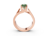 Rose gold Modern Tension Set Fancy Green Radiant  Solitaire Wide Band Ring_113