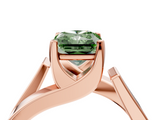 Rose gold Modern Tension Set Fancy Green Radiant  Solitaire Wide Band Ring_114