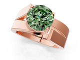 Rose gold Modern Tension Set Fancy Green Round  Solitaire Wide Band Ring_80
