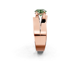Rose gold Modern Tension Set Fancy Green Round  Solitaire Wide Band Ring_81