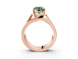 Rose gold Modern Tension Set Fancy Green Round  Solitaire Wide Band Ring_82