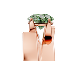 Rose gold Modern Tension Set Fancy Green Round  Solitaire Wide Band Ring_84