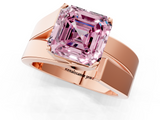 Rose gold Modern Tension Set Fancy Pink Asscher  Solitaire Wide Band Ring_71