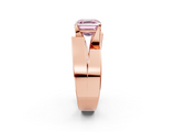 Rose gold Modern Tension Set Fancy Pink Asscher  Solitaire Wide Band Ring_72